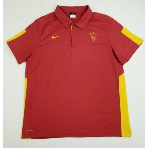 Nike Large USC Trojans Dri Fit Embroidered SC & Swoosh Logos Short Sleeve Polo - Picture 1 of 9